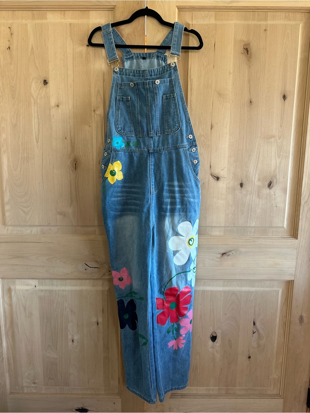 Denim Floral Overalls